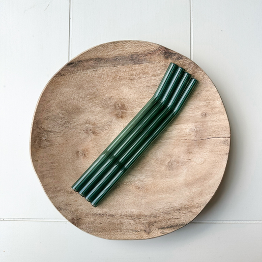 Dark Green Glass Straw