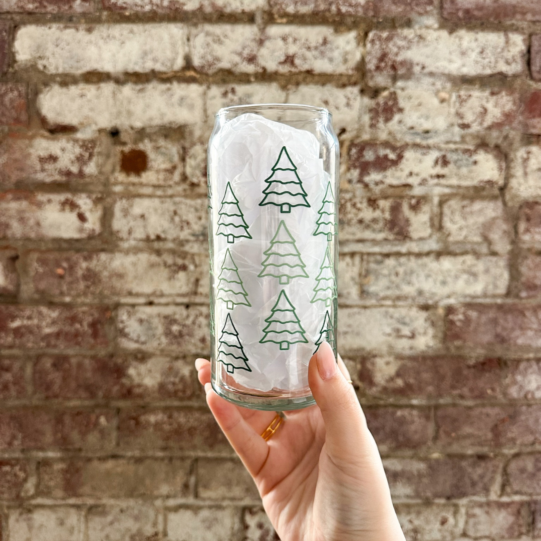 20oz Green Ombre Christmas Tree Glass