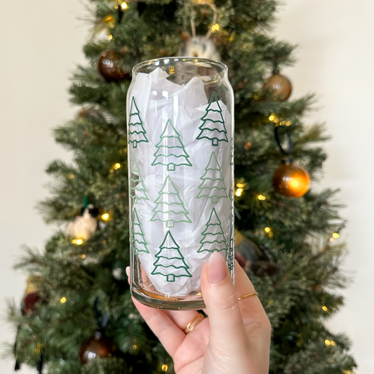 20oz Green Ombre Christmas Tree Glass