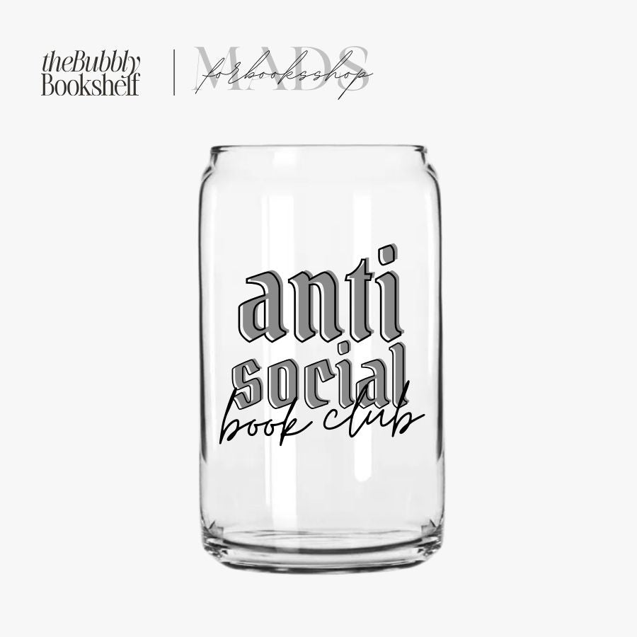 16oz Anti-Social Book Club Glass