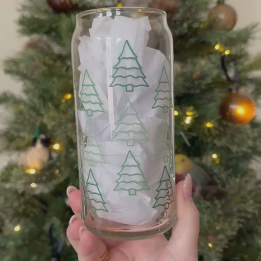 20oz Green Ombre Christmas Tree Glass